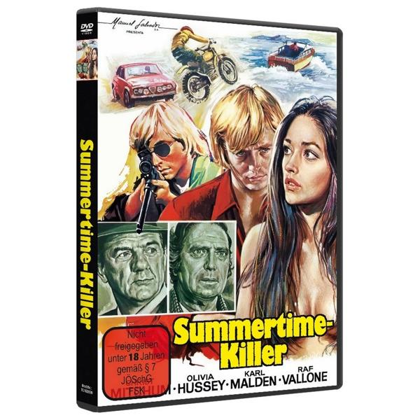Ein DVD-Cover mit drei Männern und einer Frau. Der Filmtitel lautet 'Summertime Killer'.