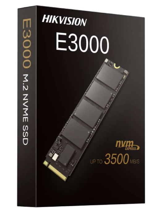 E3000 adı olan siyah ve altın renkli bir SSD kutusu.