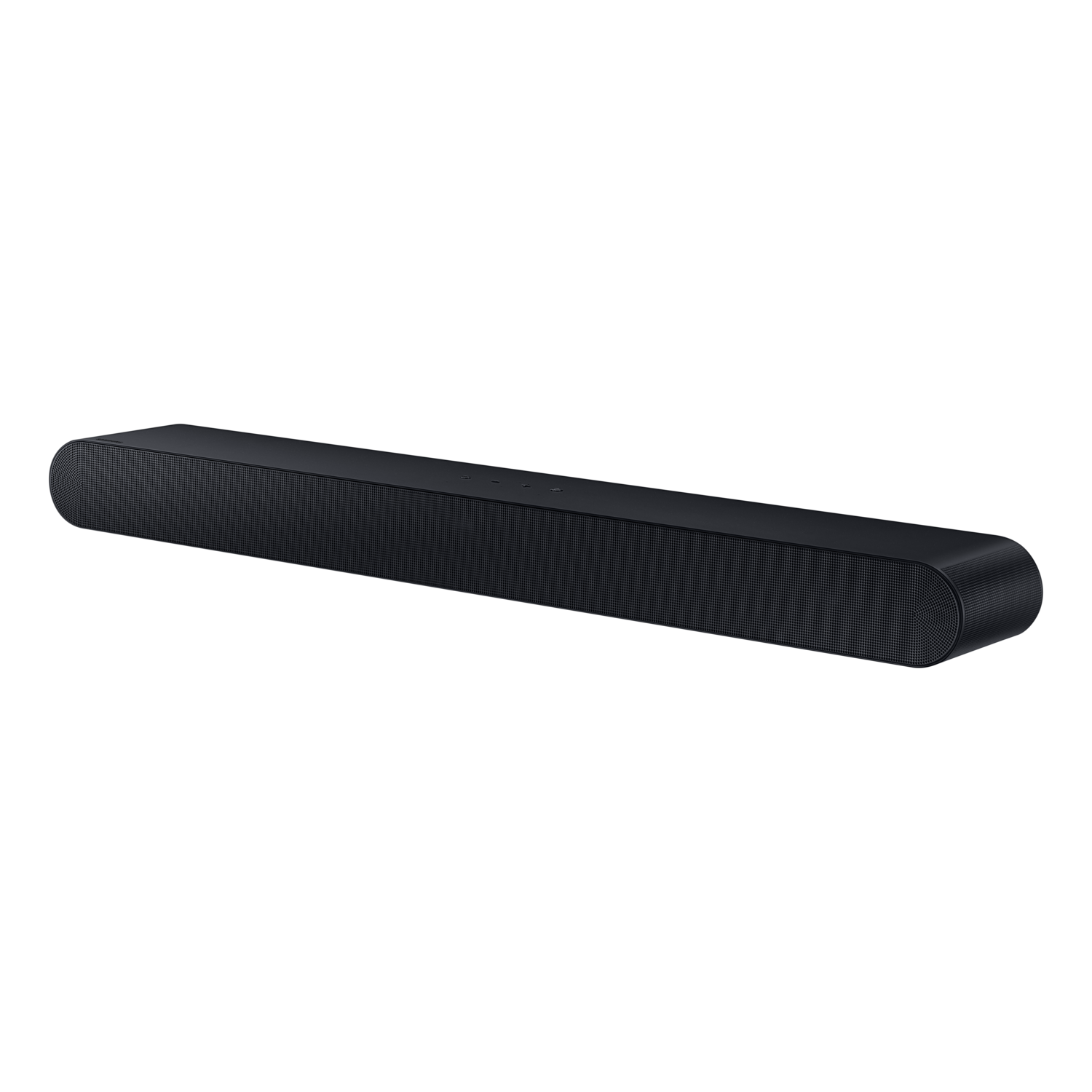 Zwarte soundbar met tekst op zwarte achtergrond: 'Q-Symphony On'.
