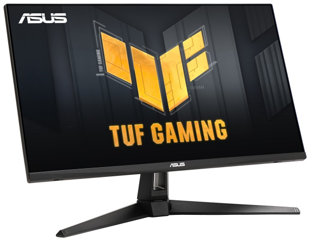Czarny monitor do gier ASUS z logo TUF GAMING.