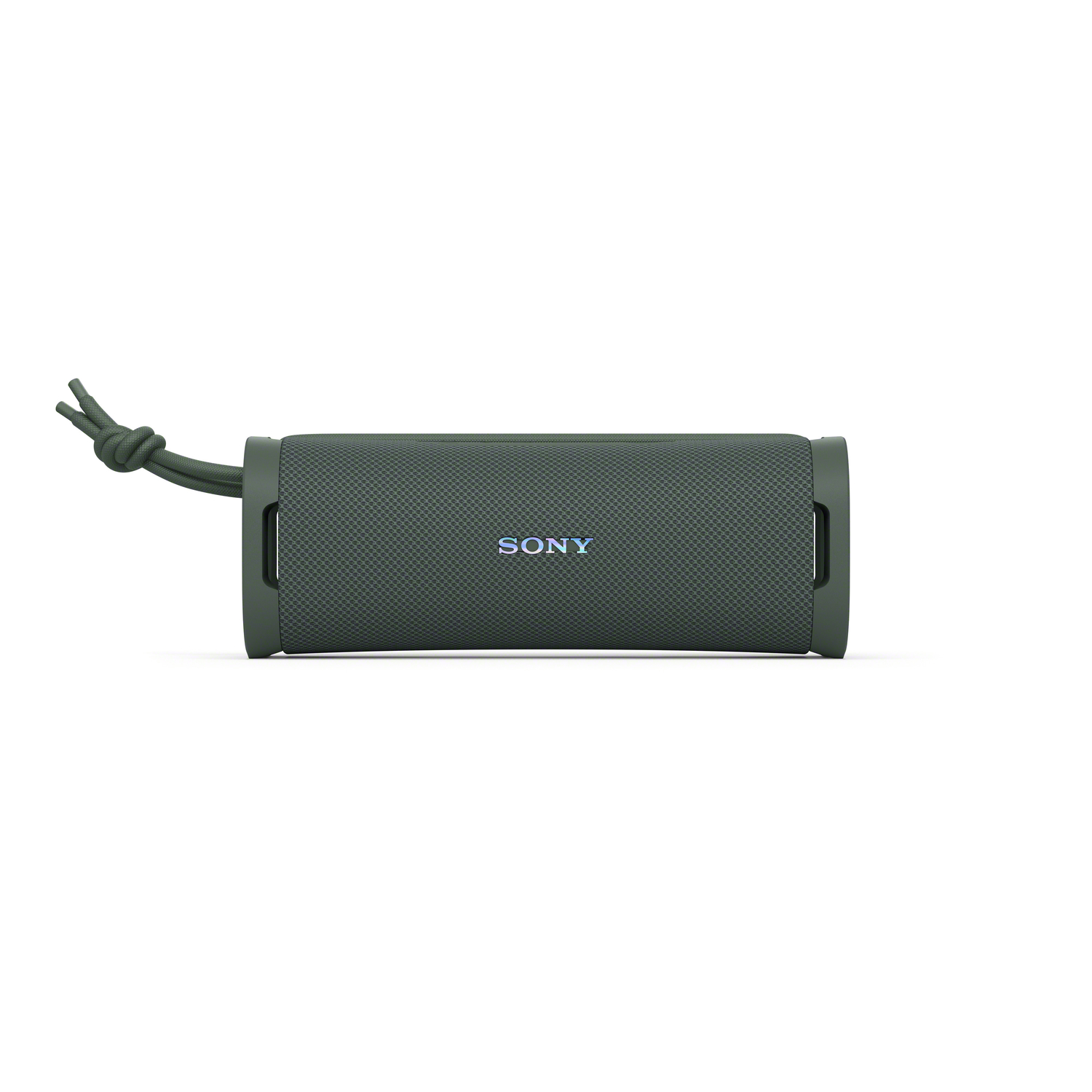Une enceinte Sony vert foncé sur fond blanc.