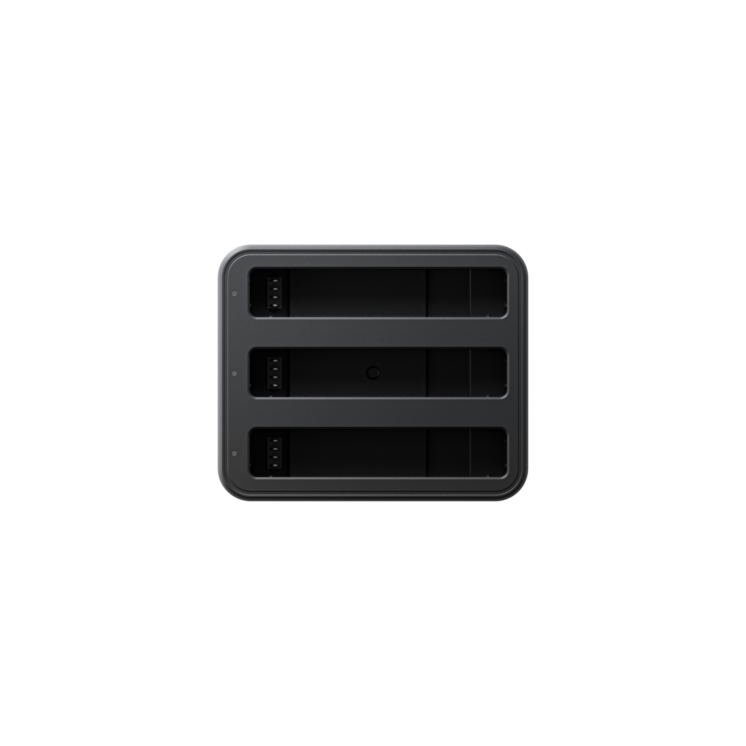 A black device with three rectangular slots.