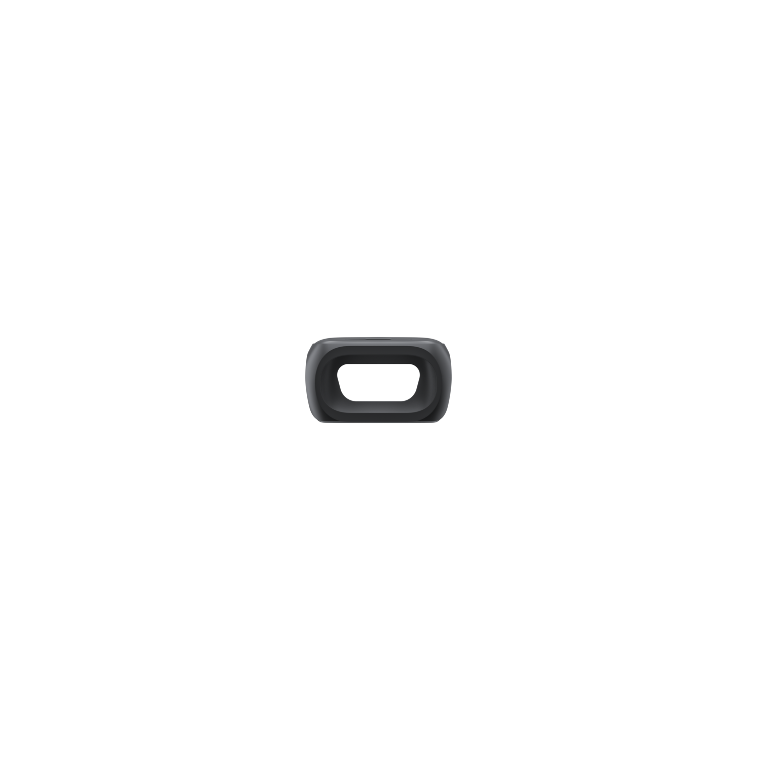 A black, oval-shaped object on a black background.