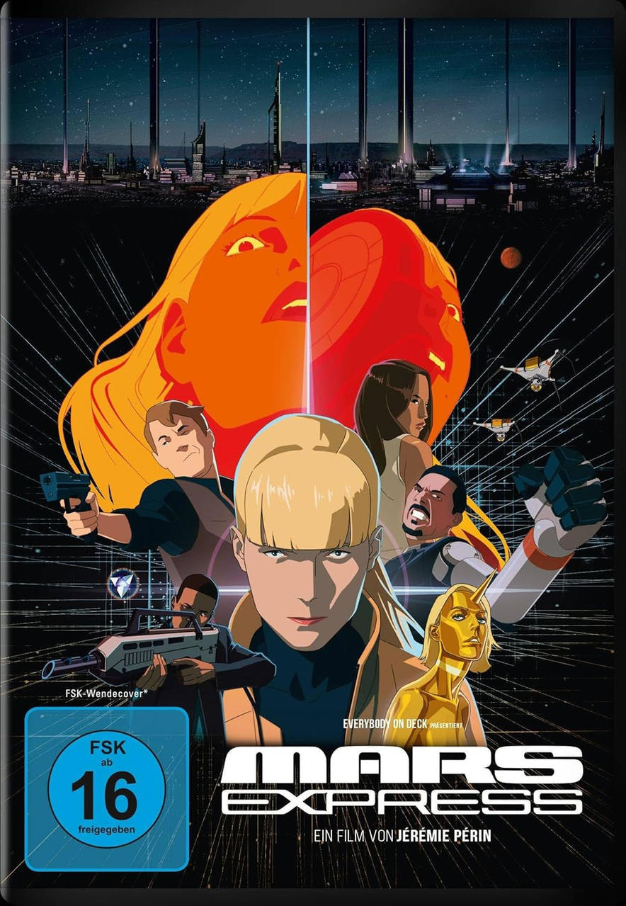 DVD-Cover: Mars Express, animierte Charaktere, Orange- und Blautöne.