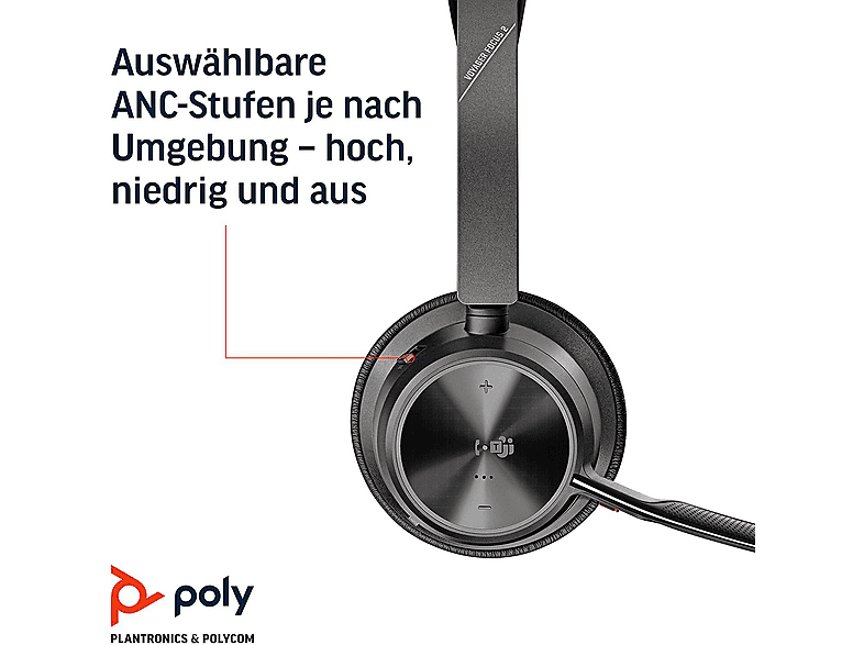 Thumbnail - POLY Voyager Focus 2 UC, Over-ear Headset Schwarz
