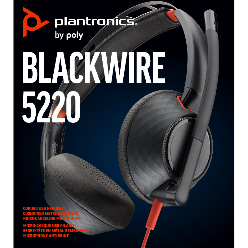 POLY Blackwire 5220, Over-ear Headset Schwarz