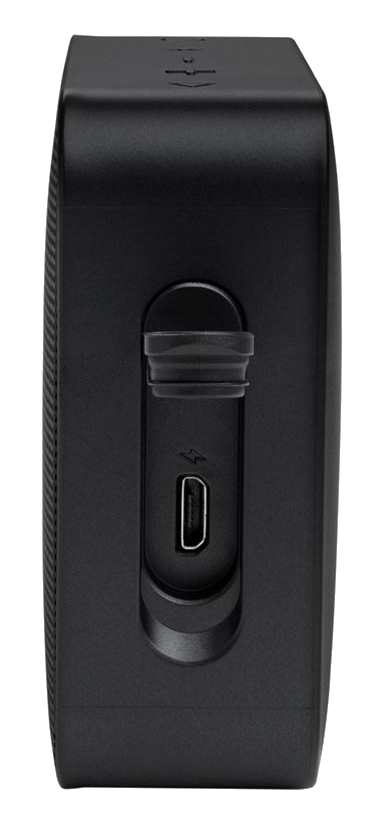 Egy fekete hangszóró USB porttal és kapcsolóval.