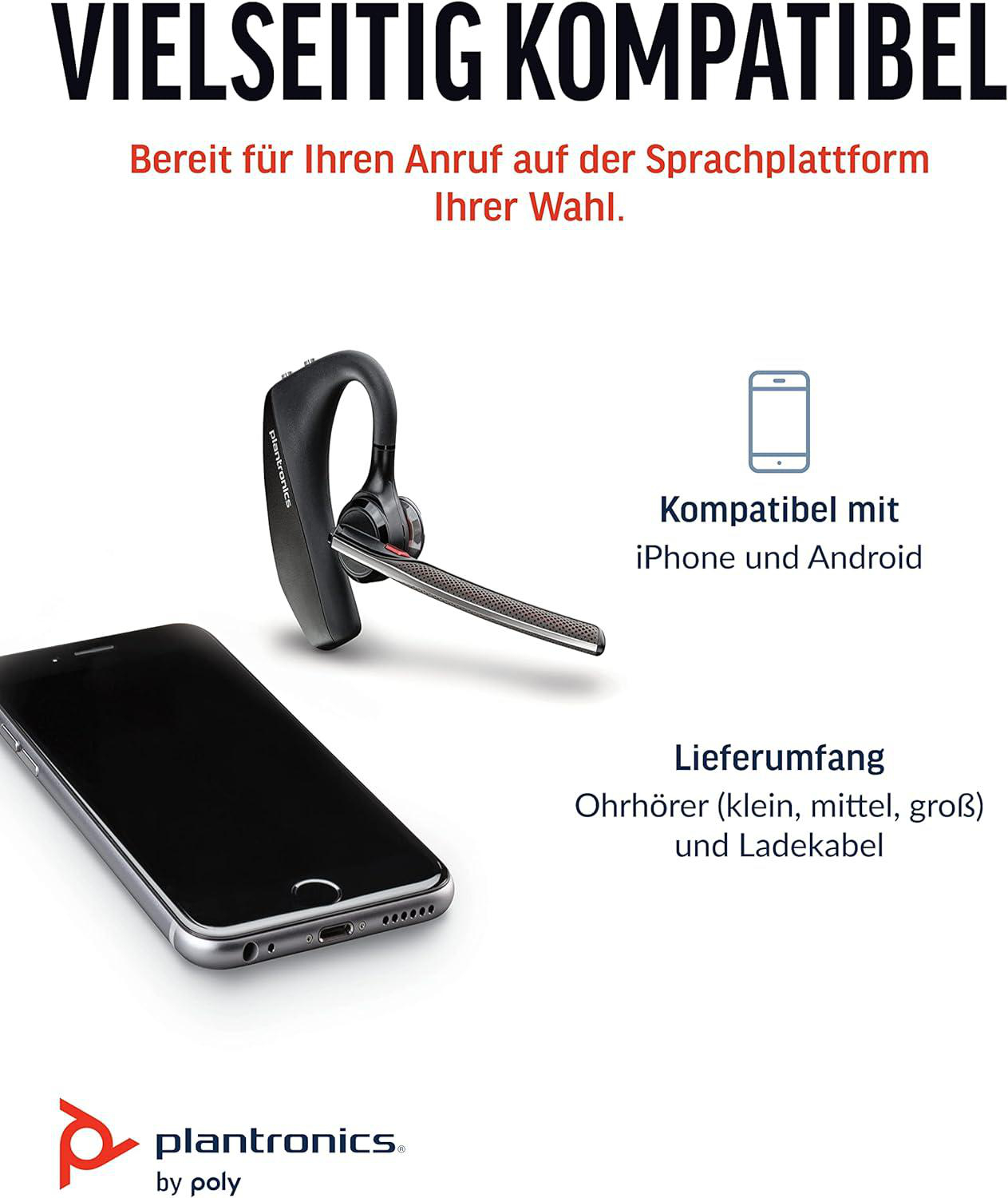 Headset und Smartphone mit Text über Kompatibilität.