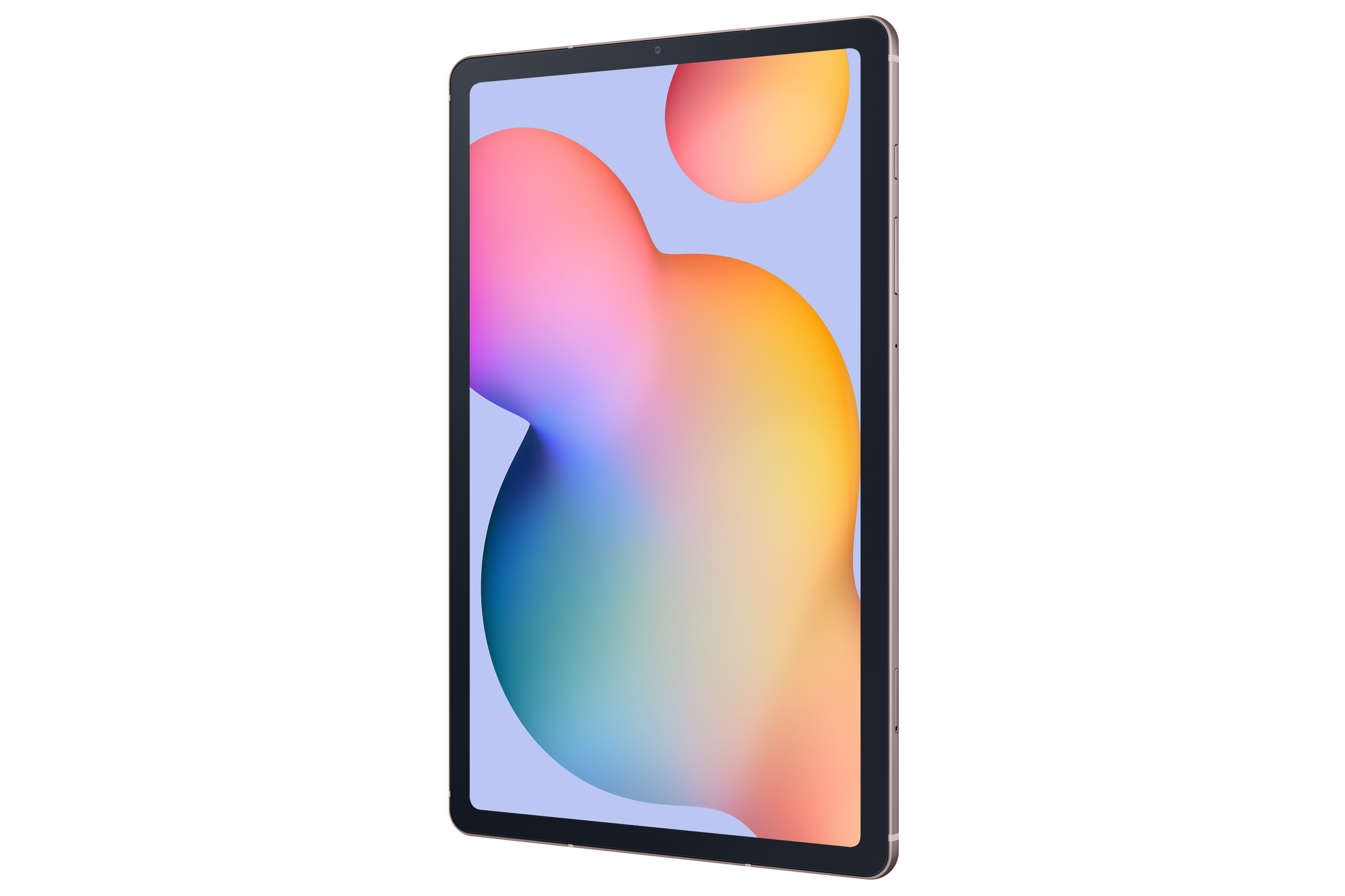 Renkli arka plana ve koyu çerçeveye sahip tablet, siyahta izole edilmiş.