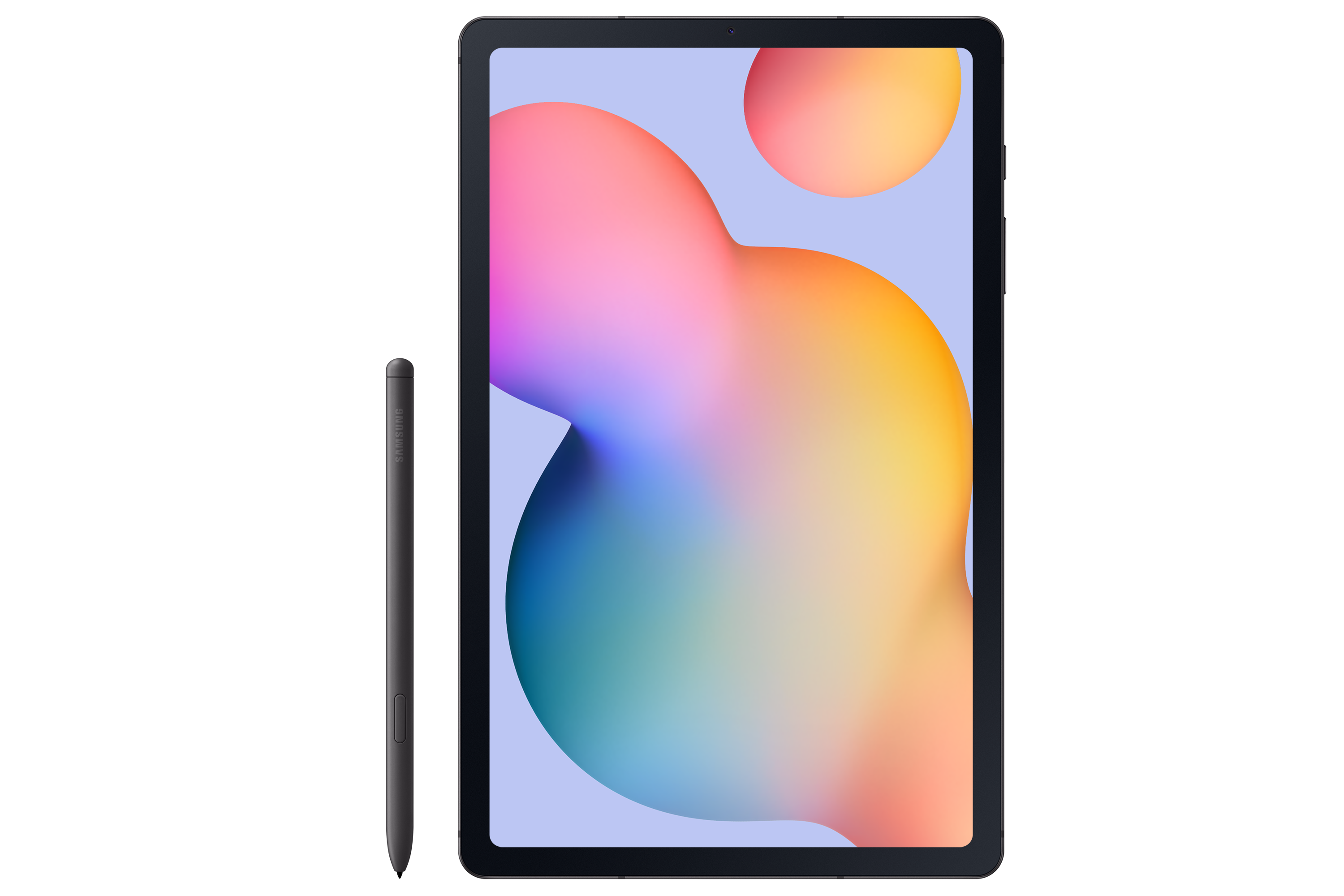 Bir kalemle bir tablet. Tablet siyahtır ve arka plan siyahtır.