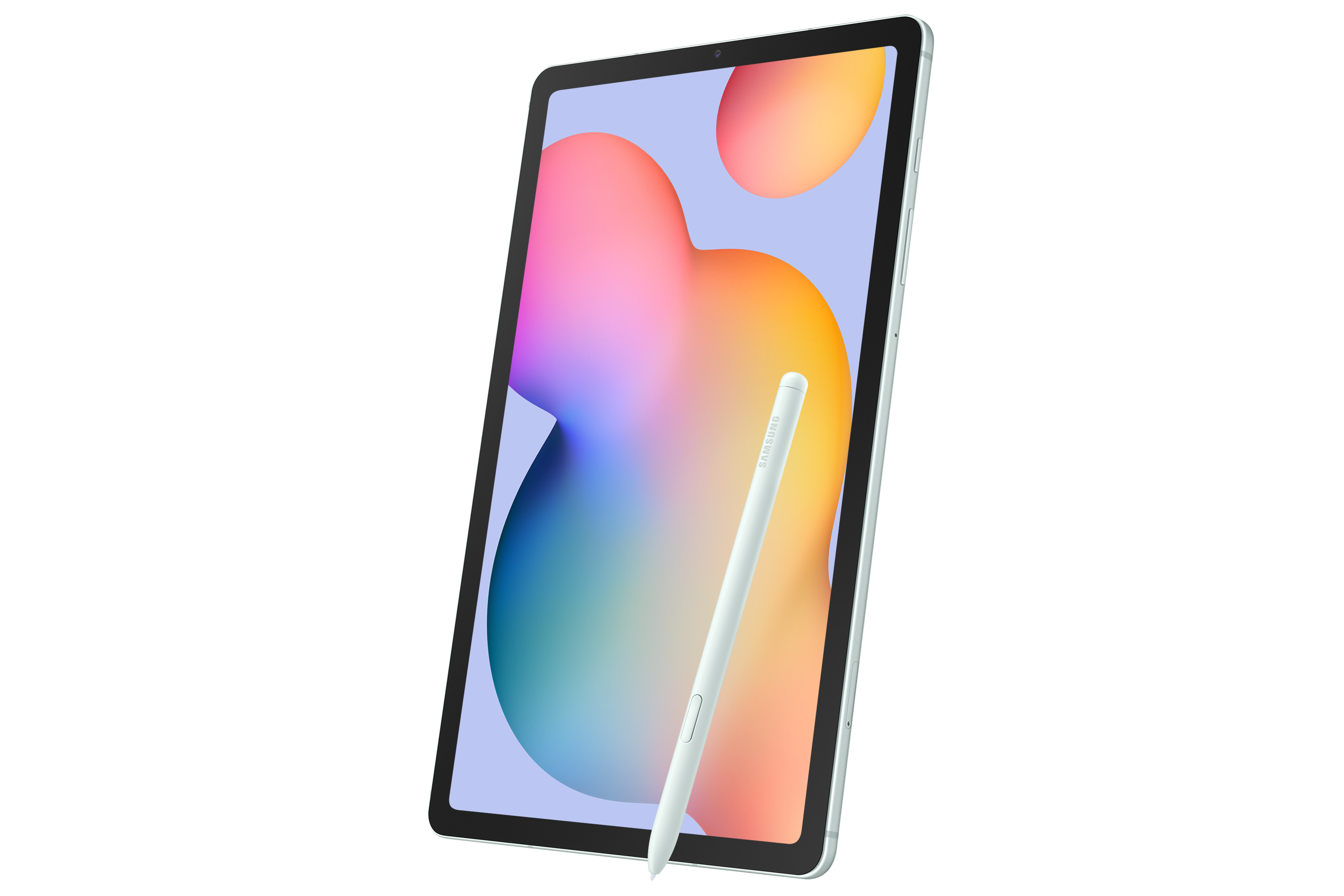 Kalemli bir tablet. Ekran renkli bir arka plan, siyah bir zemin gösteriyor.