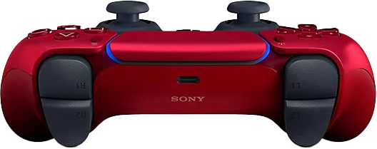Piros játékvezérlő gombokkal és joystickokkal. A SONY márka látható.
