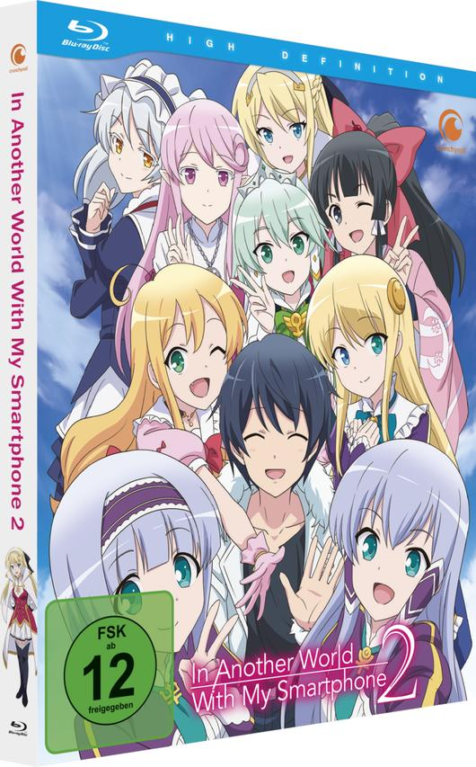 Anime-DVD-Cover: Eine Gruppe von Anime-Charakteren lächelt, mit Text und Logos.