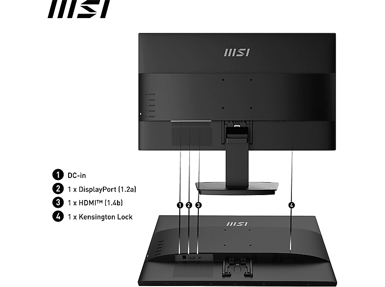 MSI PRO MP2412DE 23,8 Zoll Full-HD Monitor 4 ms Reaktionszeit 100 Hz