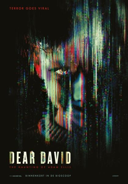 Filmposter met een vervormd gezicht en tekst: "DEAR DAVID".