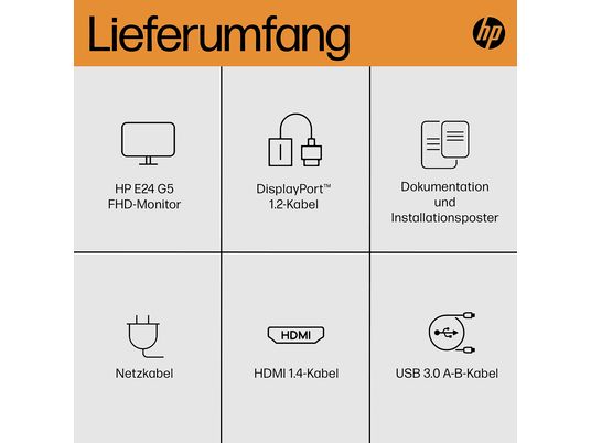 HP Monitor, 23.8 in, Full-HD, 5 sec, 75 Hz, DisplayPort, Grigio 23.8 " Full-HD Monitor (5 sec tempo di risposta, 75 Hz)