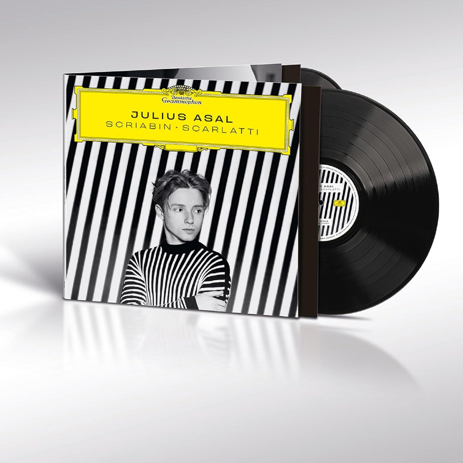 Vinyl-Albumcover mit Julius Asal und Text von Scriabin, Scarlatti.