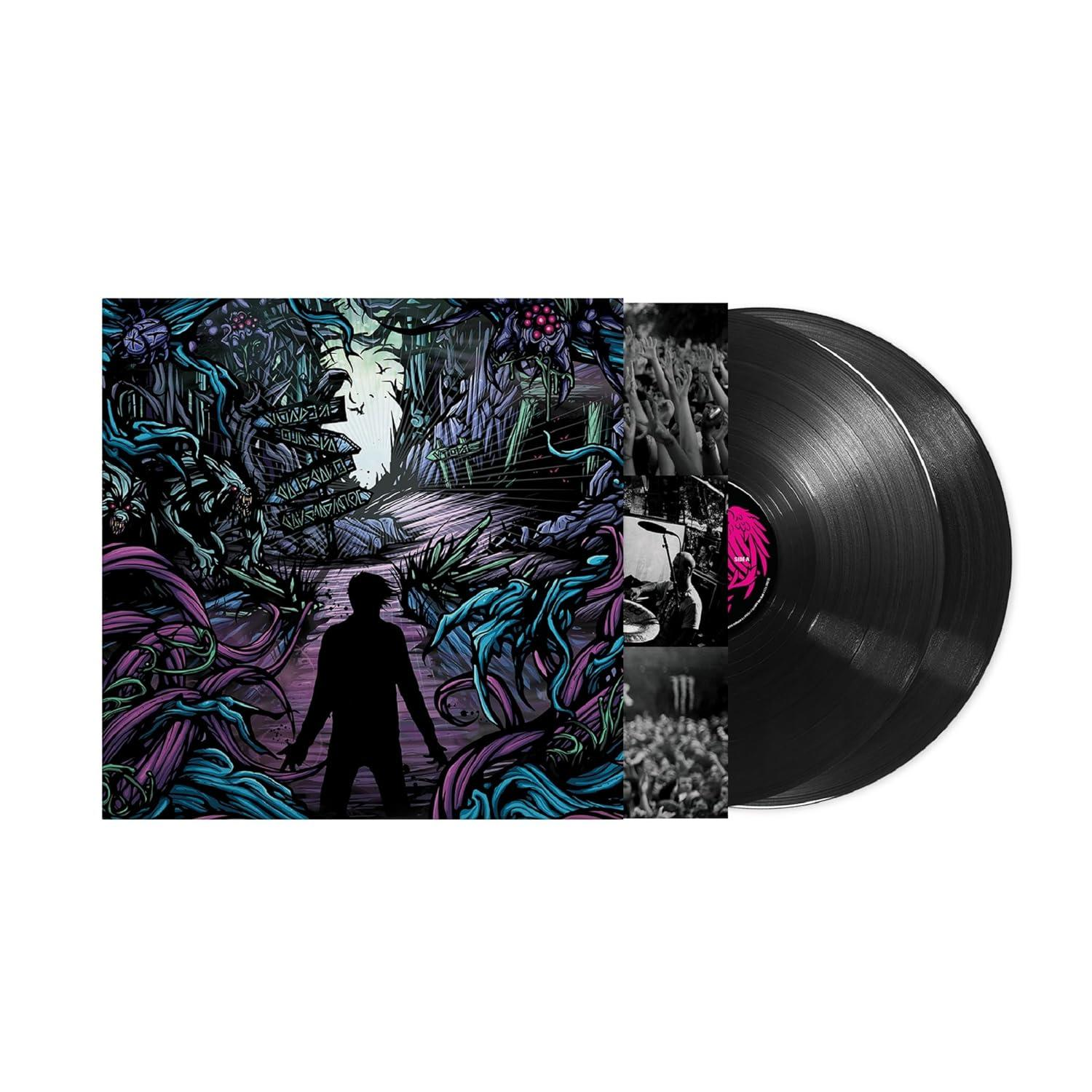 Vinyl-Schallplatte mit Albumcover, das eine Person und eine Waldszene zeigt.