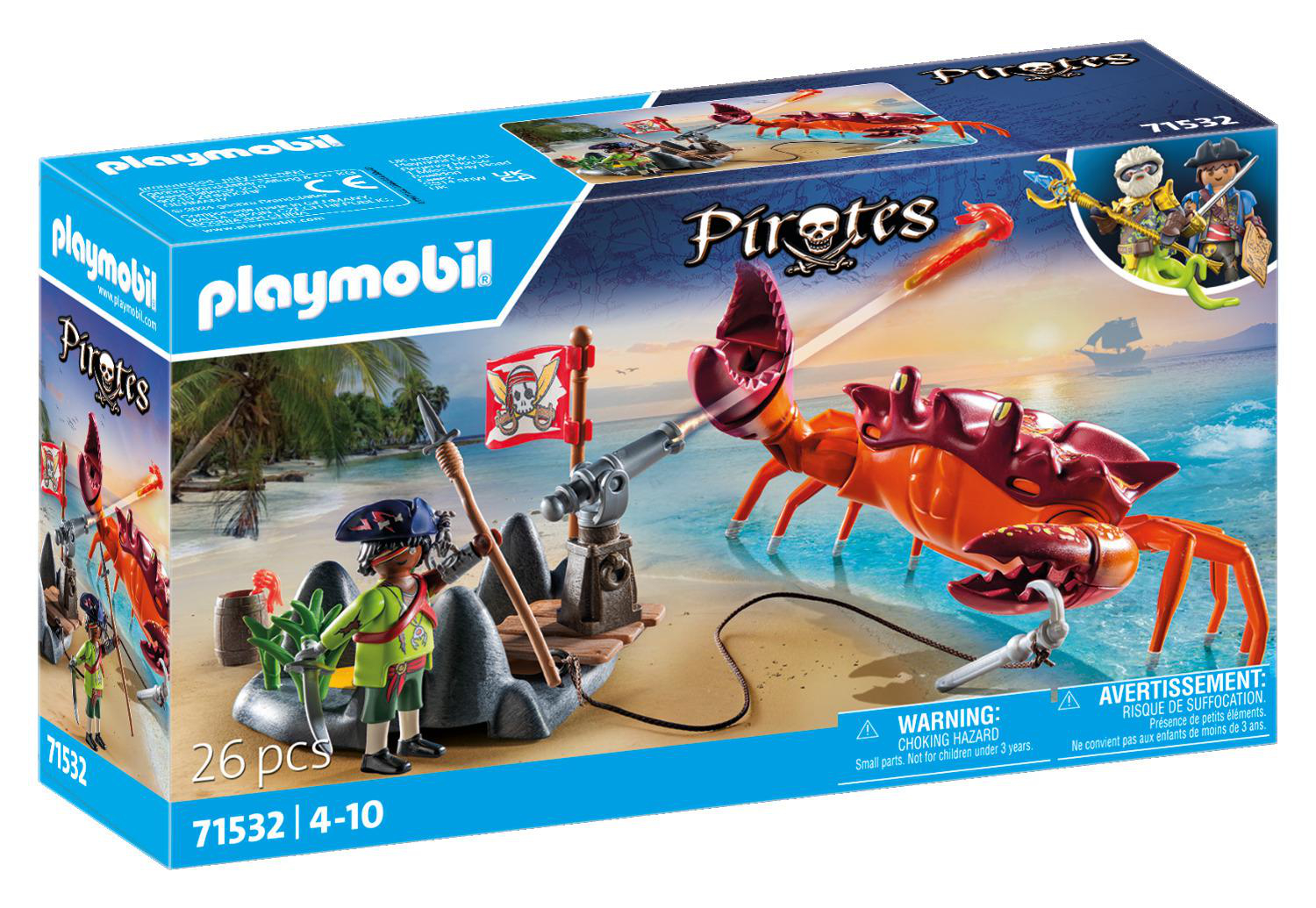 Playmobil Pirates-Set: Krebs schießt Kanone auf Piraten.