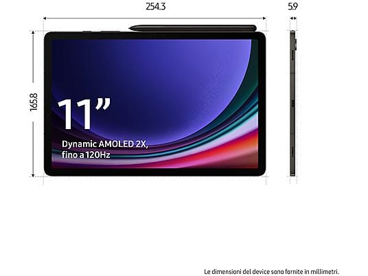  Tablet SAMSUNG Galaxy Tab S9 12+256GB, 256 GB, 11 pollici, Graphite