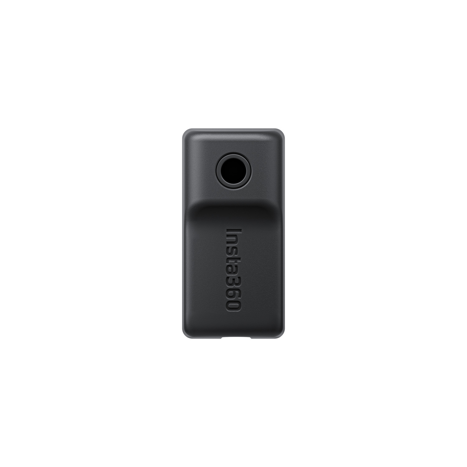 Un accessoire Insta360 noir avec le logo Insta360. Il y a un trou en haut.