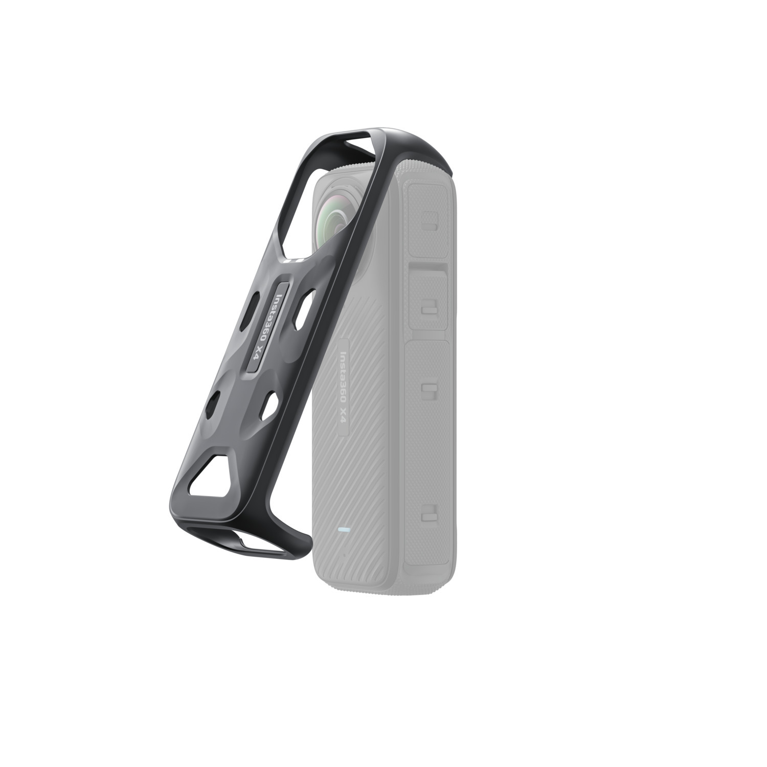 Cage noire pour caméra. Caméra gris foncé à l'intérieur.