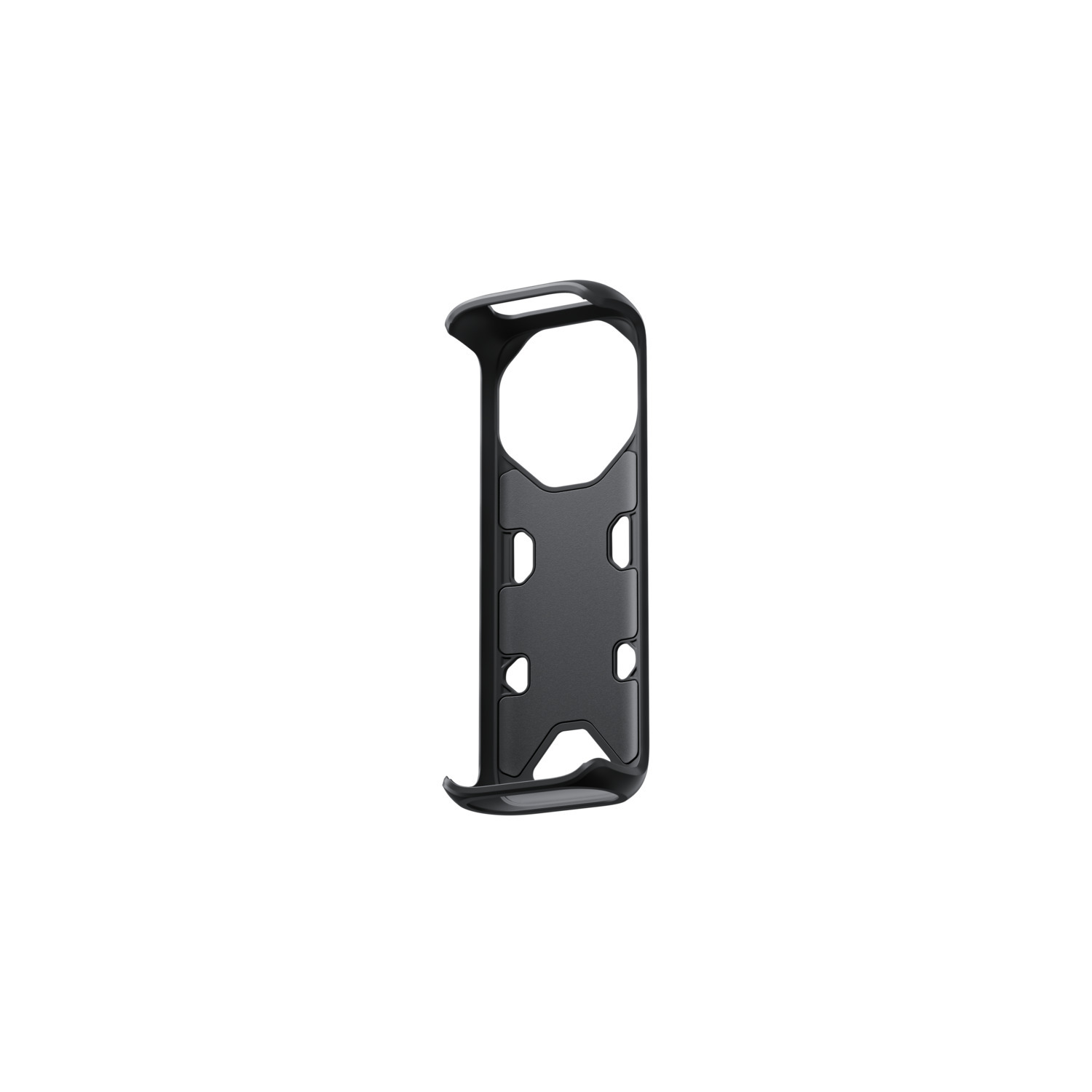 Coque de téléphone noire avec ouvertures pour boutons et caméra.