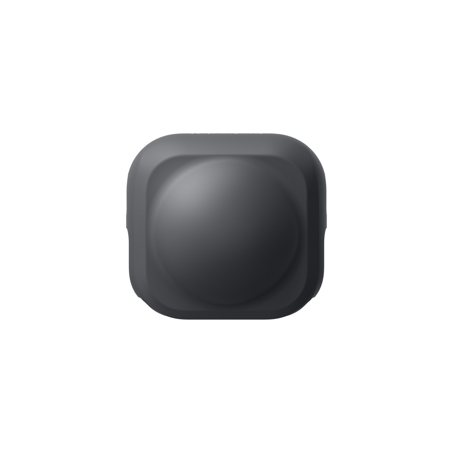 Een klein, donkergrijs, afgerond vierkant apparaat, mogelijk een knop of sensor.