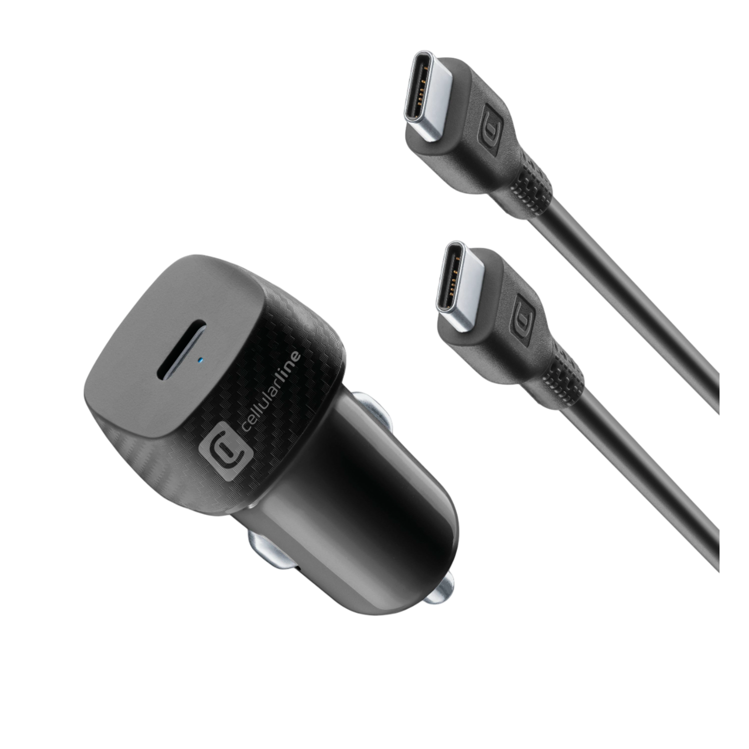 CELLULARLINE Autolader kit, 25W usb-c naar usb-c, super fast charge, wit Autolader afbeelding