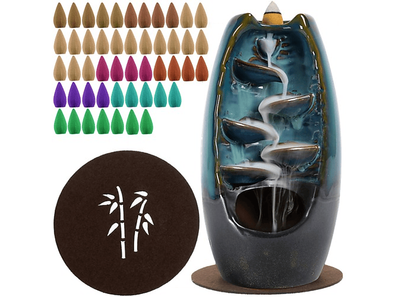Ceramiczny kominek zapachowy RUHHY 22655 Blackflow dymny wodospad + 55 kadzidełek