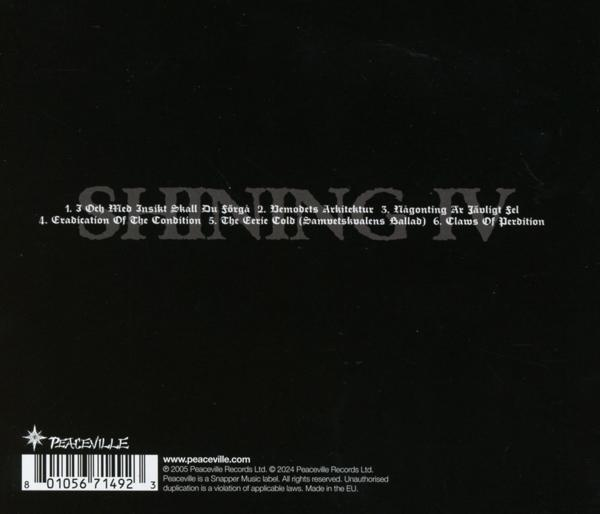 Schwarzes Albumcover mit weißem Text eines Bandnamens und Songtiteln.