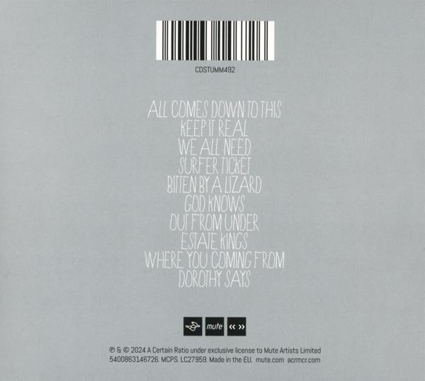 Eine CD-Hülle mit Titeln und einem Barcode.