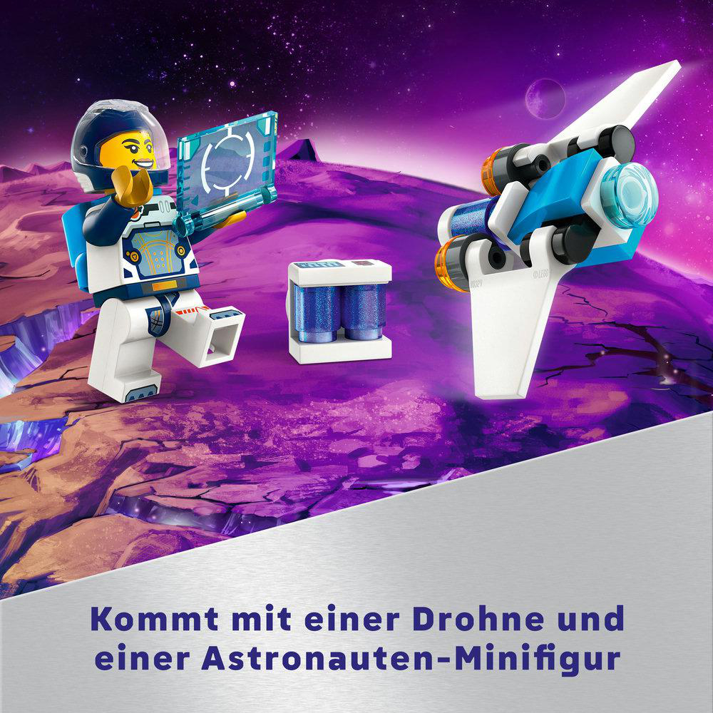 Lego-Set mit Weltraumthema. Ein Astronaut und ein Raumschiff sind vorhanden.