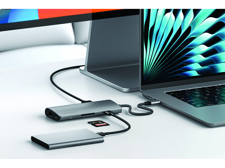 SATECHI USB-C Multiport Adapter 8K mit Ethernet V3, Grau — Foto 3 von 4