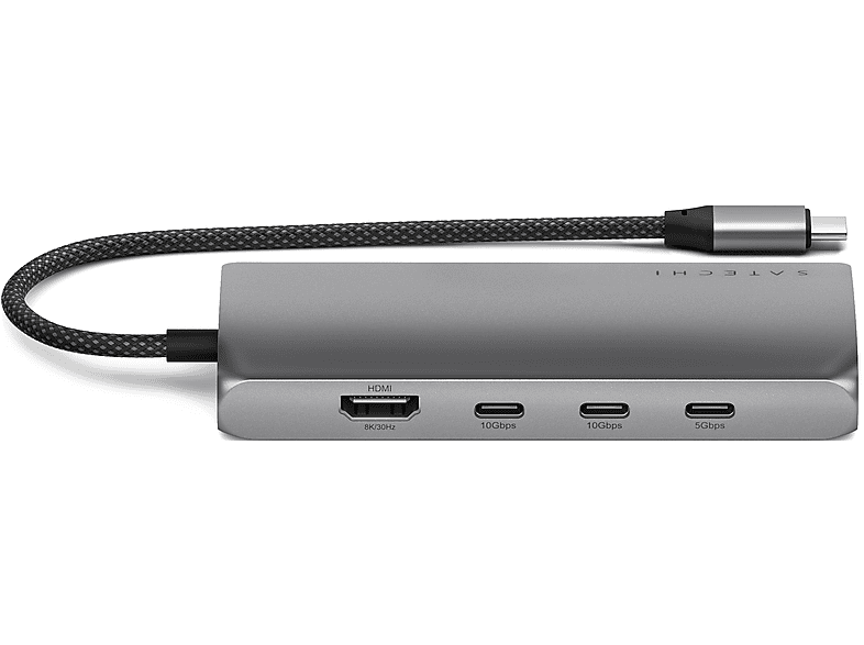 SATECHI USB-C Multiport Adapter 8K mit Ethernet V3, Grau — Foto 2 von 4