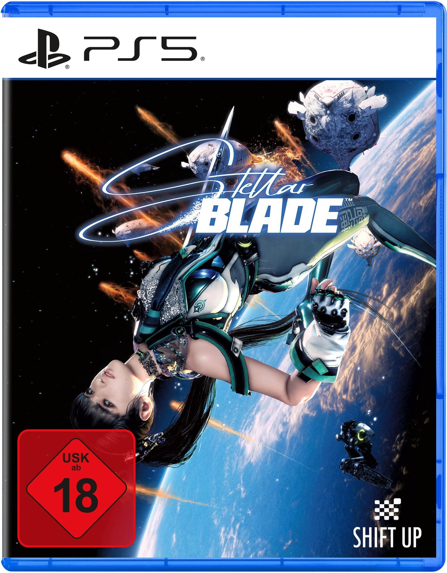 Eine Videospielhülle für 'Letter Blade' mit einer Frau in einem Raumanzug auf dem Cover.