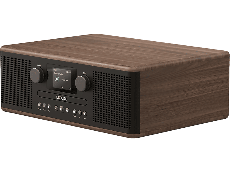 PURE Classic C-D6 CD-Player & Digitalradio, Digital, DAB+, DAB, FM, Bluetooth, Kaffee Schwarz/Walnuss