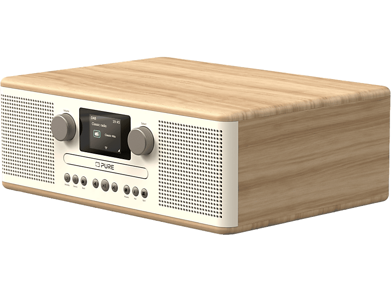PURE Classic C-D6 CD-Player & Digitalradio, Digital, DAB+, DAB, FM, Bluetooth, Baumwolle Weiss/Eiche
