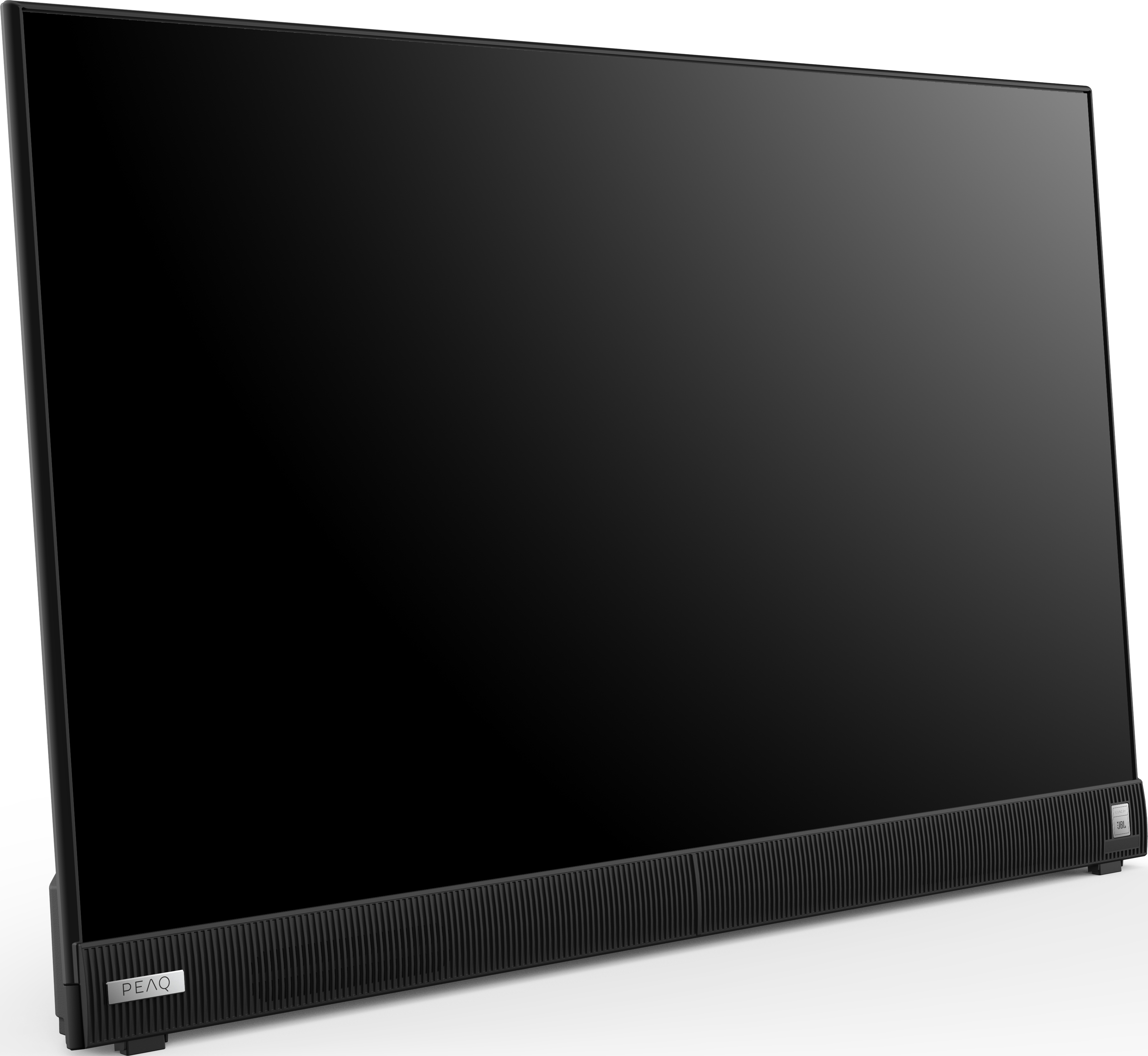 Großer schwarzer TV-Bildschirm. Minimalistisches Design. Schwarzer Rahmen.