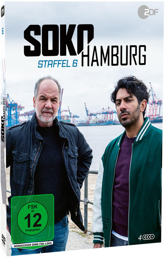 DVD-Cover mit zwei Männern vor einem Hafen. SOKO HAMBURG und Staffel 6 Etiketten.