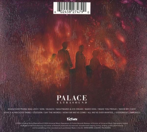 Albumcover mit dunklem Hintergrund. Es gibt Silhouetten von Personen und Text.
