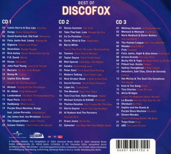 Eine CD-Zusammenstellung mit Titellisten und sichtbarem Albumcover.