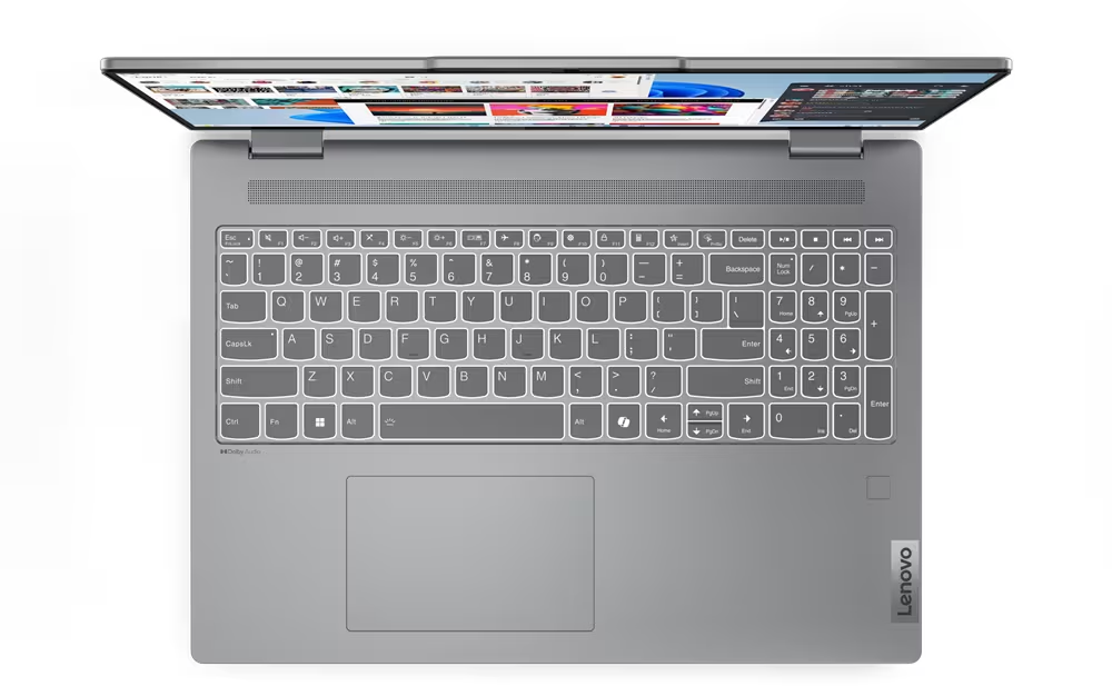 Laptop, Draufsicht, zeigt die Tastatur und den Bildschirm mit einer Webseite.