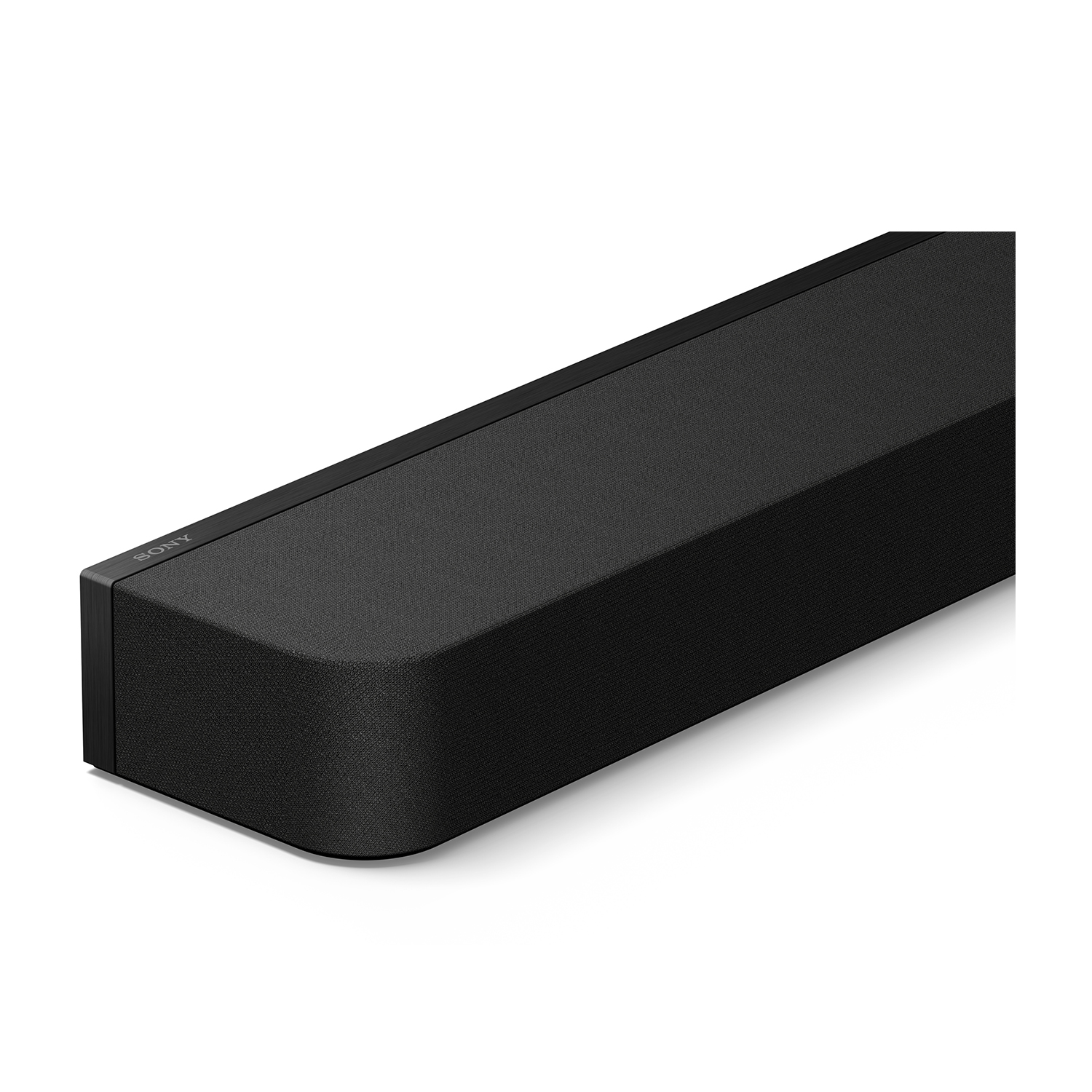 Soundbar nera con il logo Sony nell'angolo sinistro.