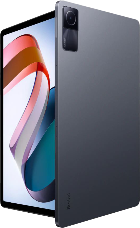 Szürke tablet színes háttérrel a képernyőn, fekete háttérrel.