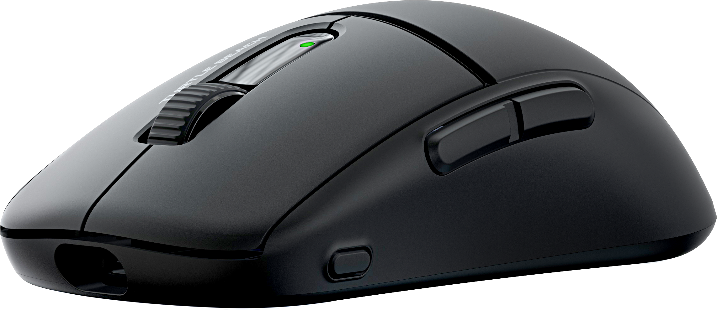 Mouse wireless nero con rotella e pulsanti.
