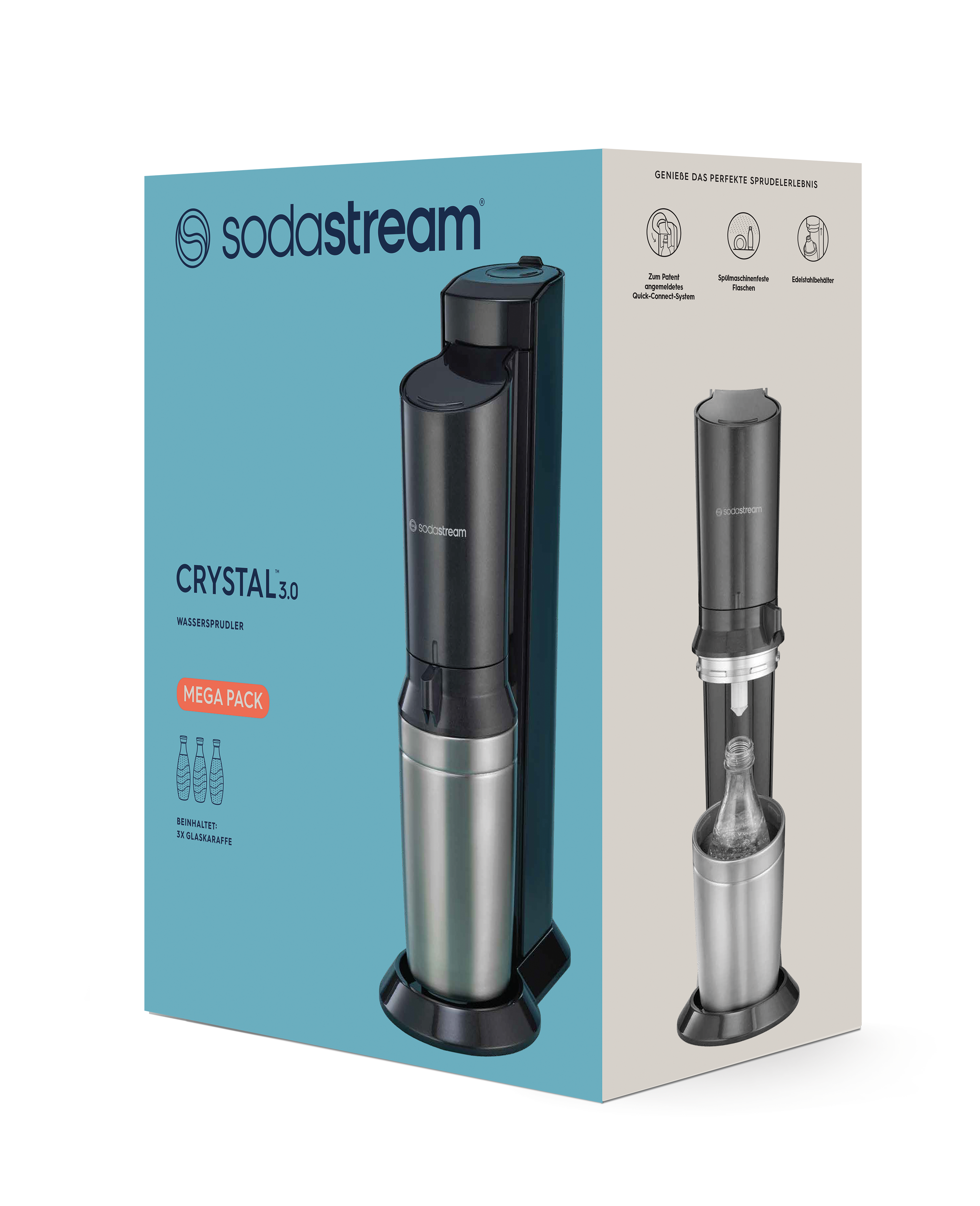 SodaStream Crystal 3.0 Box-Set. Enthält den Wassersprudler und eine Flasche.