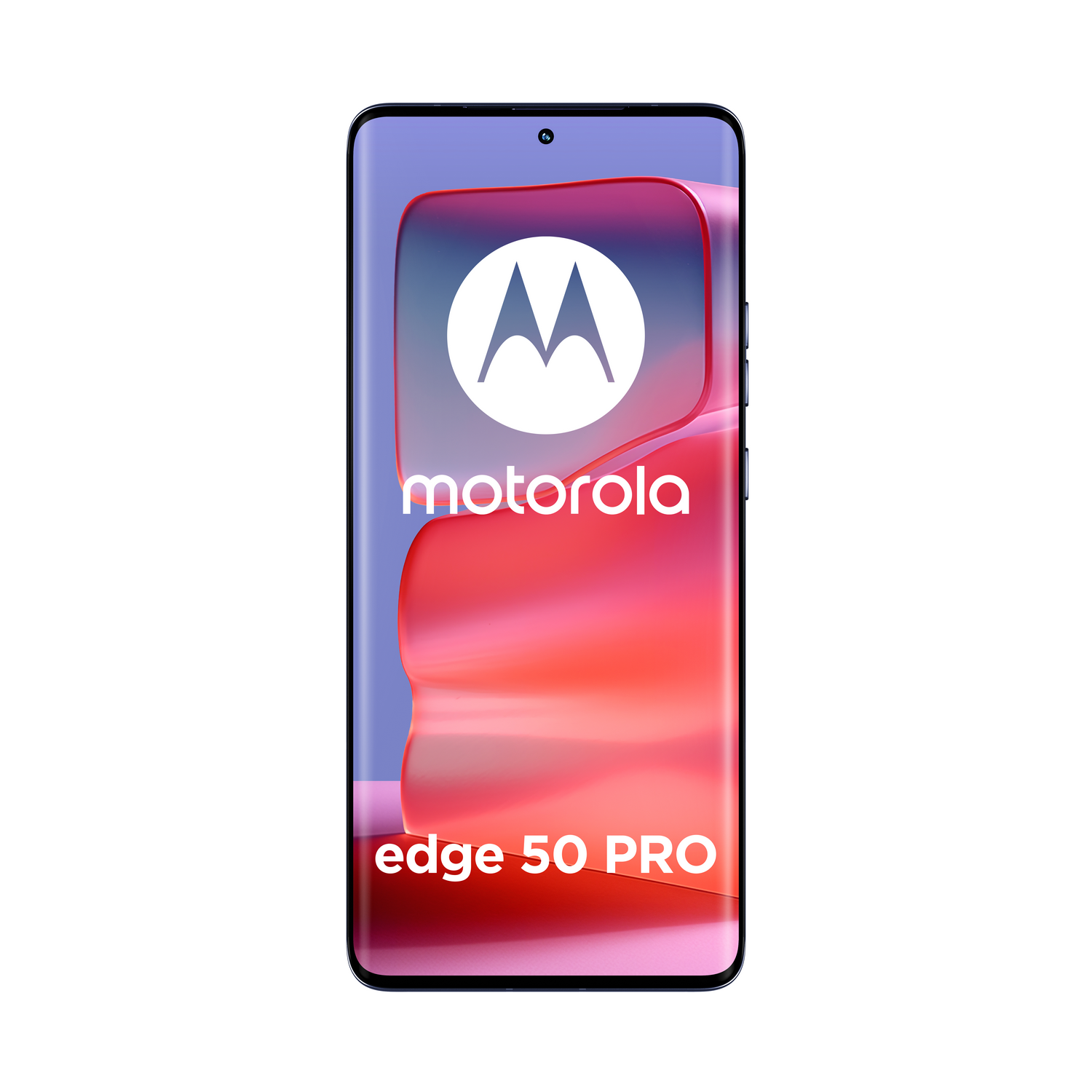 Un smartphone con pantalla grande que muestra el logotipo de Motorola y el texto edge 50 PRO.