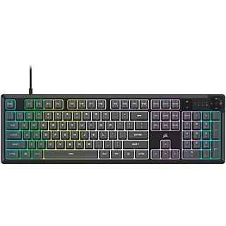 Teclado gaming - Corsair K55 Core, Con cable, Iluminación LED RGB, 4 teclas multimedia, Dark Grey