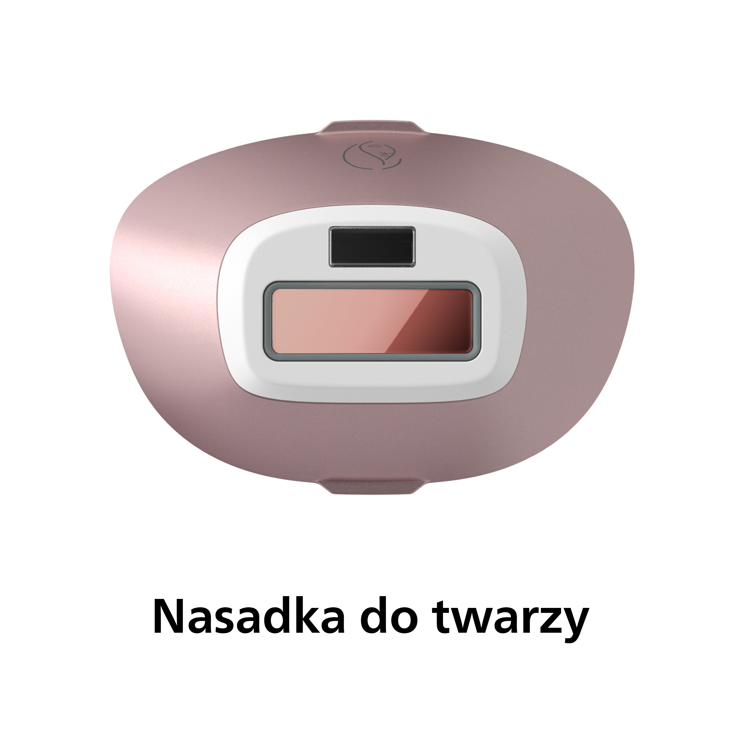 Różowa nakładka do twarzy do depilacji laserowej, z tekstem 'Nasadka do twarzy'.